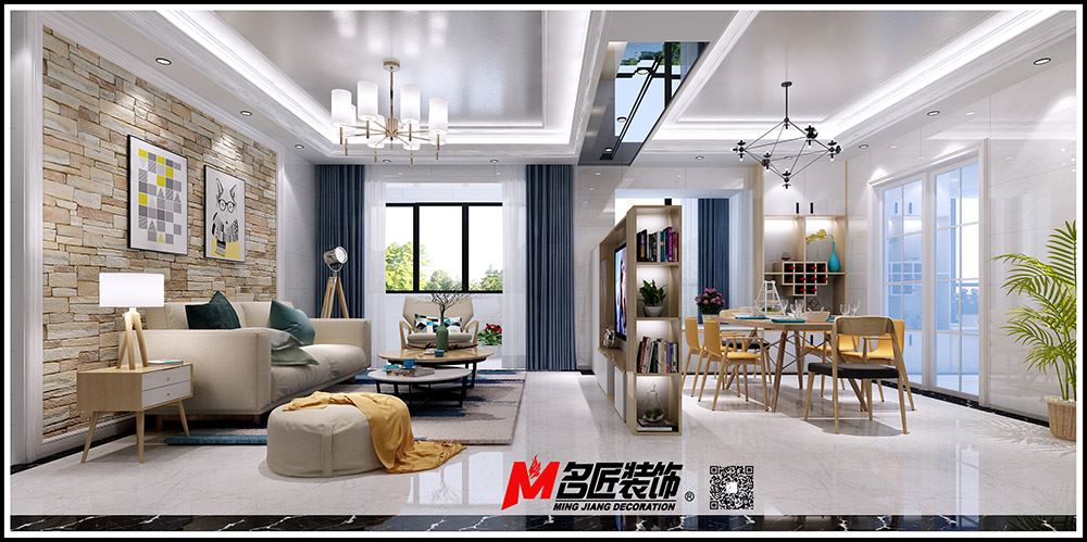 河源市雅居樂新地現(xiàn)代簡約風格三居室裝修案例